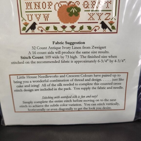 Little House Needleworks Autumn Sampler Fall Cross Stitch Chart and Silk New‎ - Picture 3 of 5